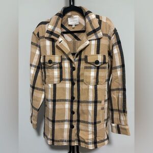 Lucky Brand Beige Plaid Shacket